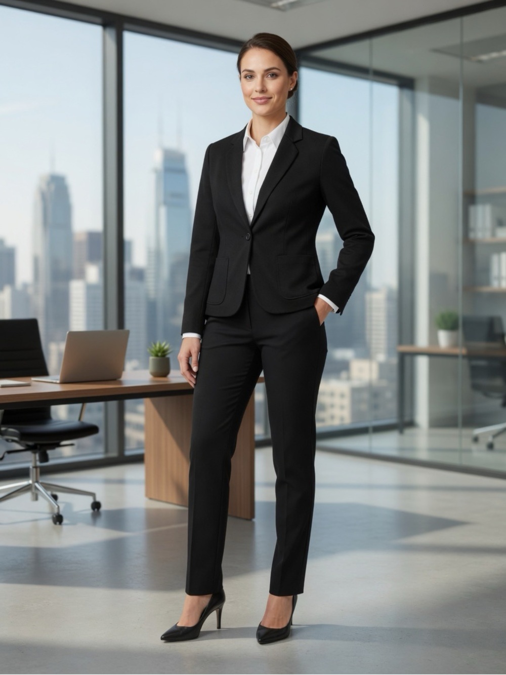 Cotton On Black Single Button Blazer with Padded Shoulders and Pinstripe Lining